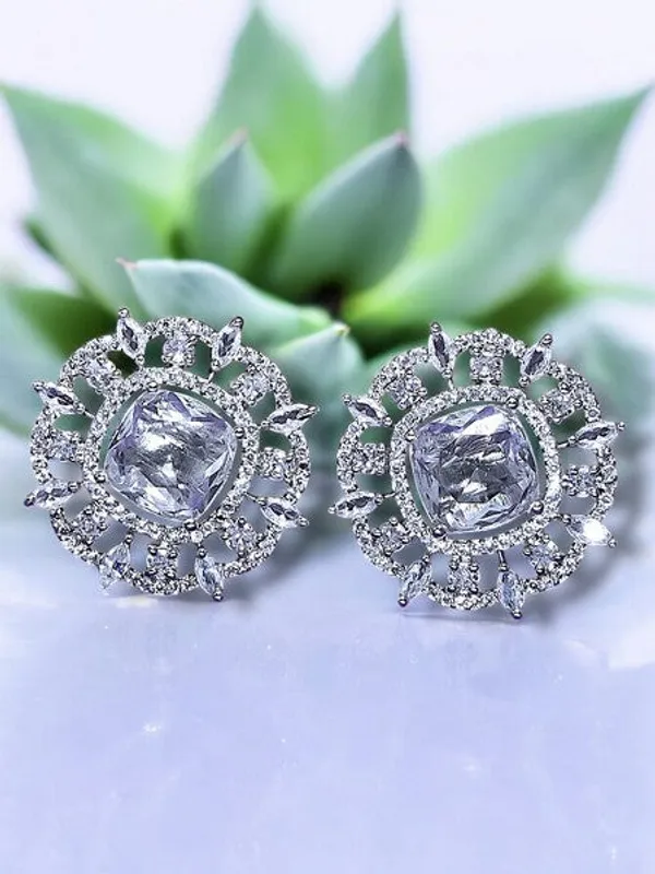 City_Girl_Cz_Stone_Rhodium_Plated_Western_Silver_Stud_Earring_Silver