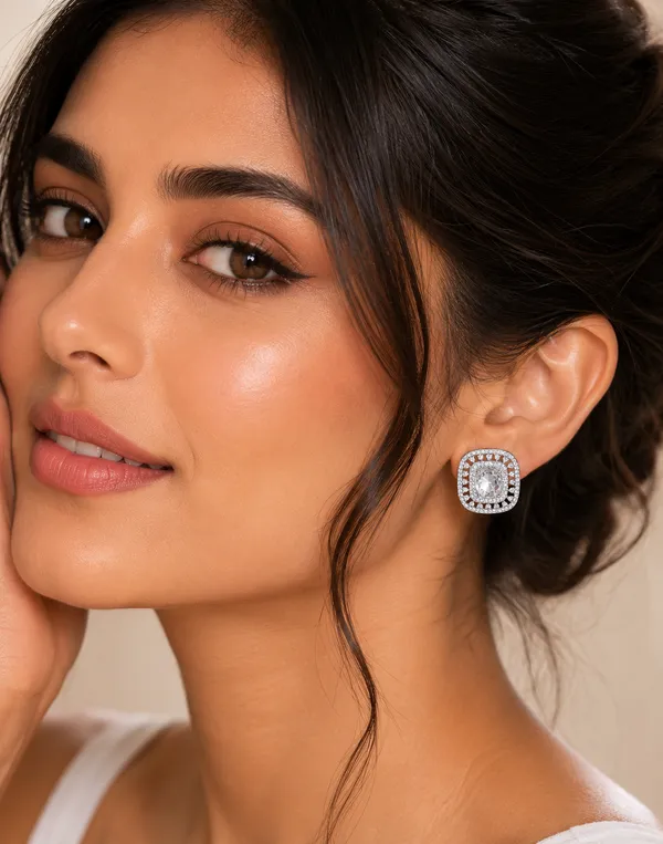City_Girl_Cz_Stone_Rhodium_Silver_Color_Western_Stud_Earring_Silver