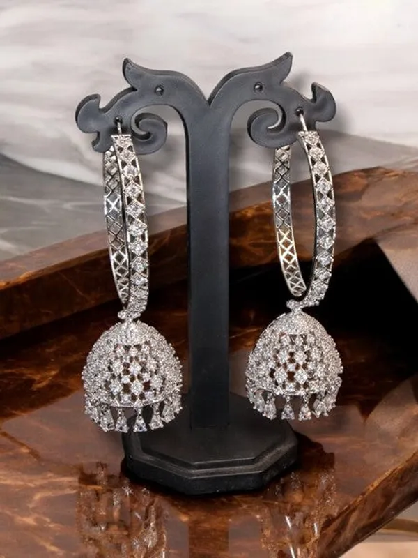 City_Girl_Ad_Rhodium_Plated_Cz_Stone_Half_Hoop_Earrings_For_Women_And_Girls_Default_Title