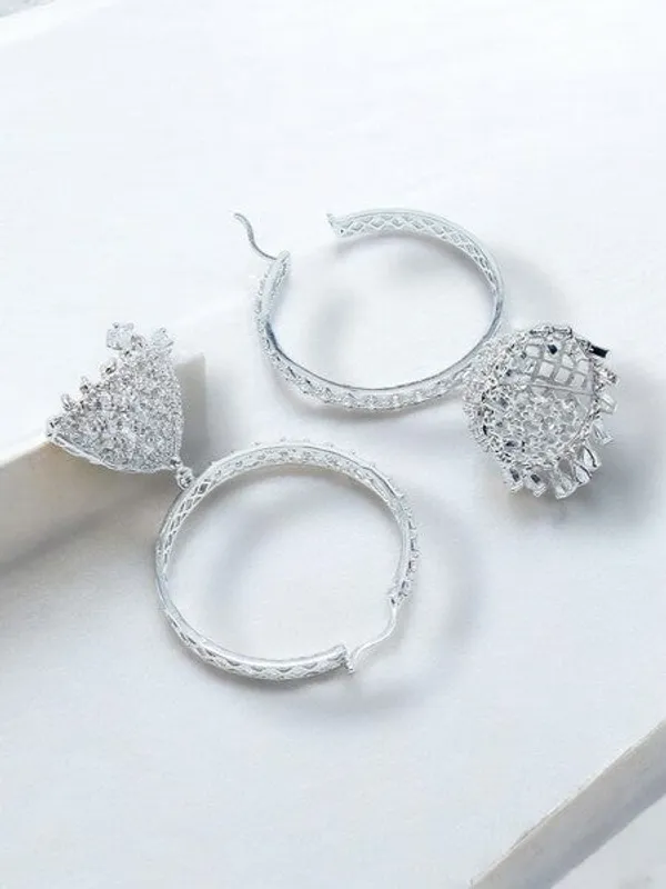 City_Girl_Ad_Rhodium_Plated_Cz_Stone_Half_Hoop_Earrings_For_Women_And_Girls_Default_Title
