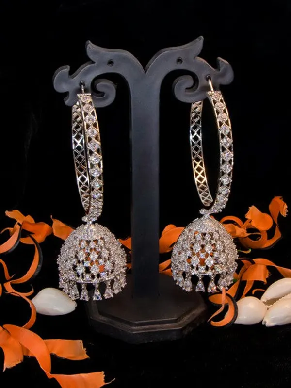 City_Girl_Ad_Rhodium_Plated_Cz_Stone_Half_Hoop_Earrings_For_Women_And_Girls_Default_Title