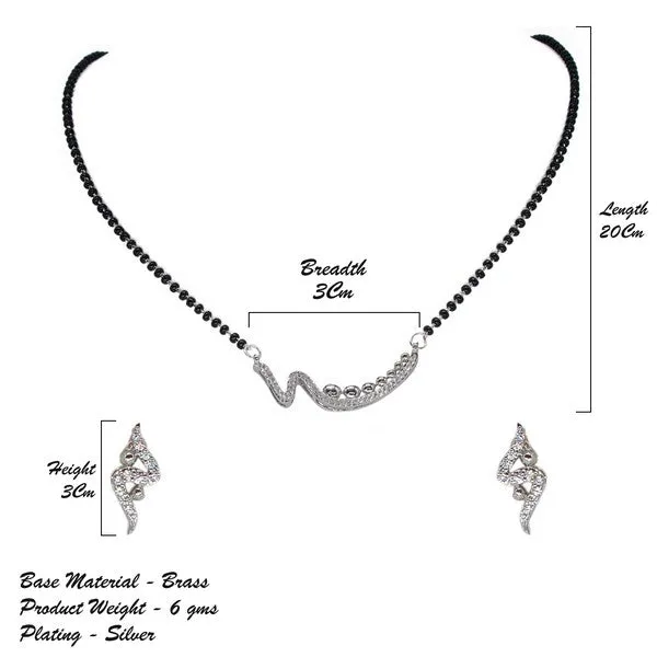 City_Girl_Ad_Rhodium_Plated_Celeste_Shine_Mangalsutra_Set_With_Earrings_Chain_For_Women_Girls_Silver