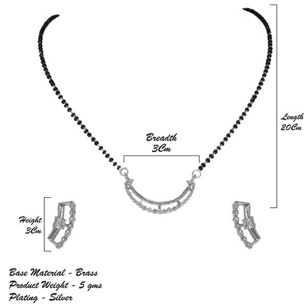 City_Girl_Ad_Rhodium_Plated_Royal_Essence_Mangalsutra_Set_With_Earrings_Chain_For_Women_Girls_Silver