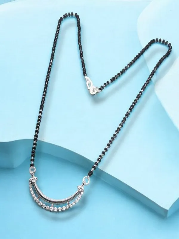 City_Girl_Ad_Rhodium_Plated_Royal_Essence_Mangalsutra_Set_With_Earrings_Chain_For_Women_Girls_Silver