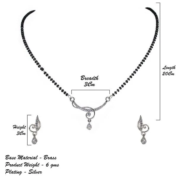 City_Girl_Ad_Rhodium_Plated_Mystic_Aura_Mangalsutra_Set_With_Earrings_Chain_For_Women_Girls_Silver