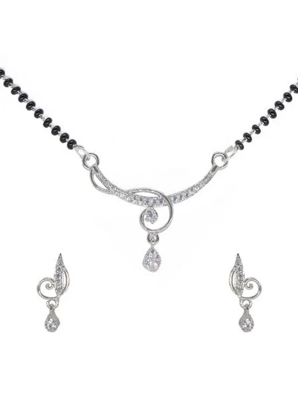 City_Girl_Ad_Rhodium_Plated_Mystic_Aura_Mangalsutra_Set_With_Earrings_Chain_For_Women_Girls_Silver