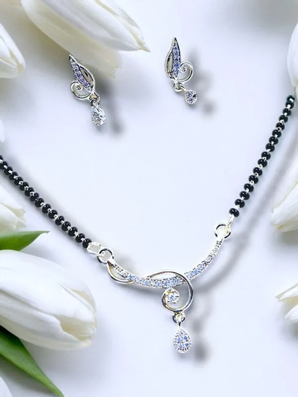 City_Girl_Ad_Rhodium_Plated_Mystic_Aura_Mangalsutra_Set_With_Earrings_Chain_For_Women_Girls_Silver