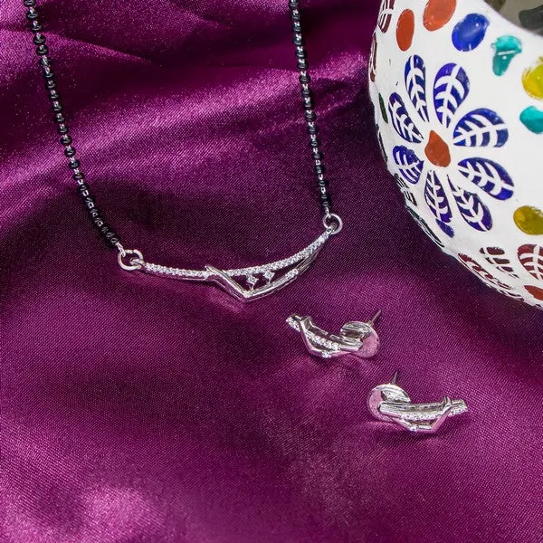 City_Girl_Ad_Rhodium_Plated_Radiant_Noor_Mangalsutra_Set_With_Earrings_Chain_For_Women_Girls_Silver