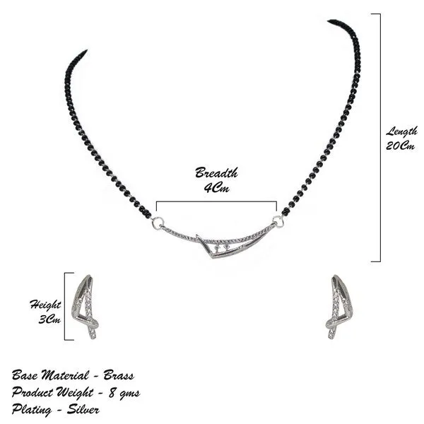 City_Girl_Ad_Rhodium_Plated_Radiant_Noor_Mangalsutra_Set_With_Earrings_Chain_For_Women_Girls_Silver