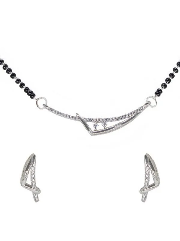City_Girl_Ad_Rhodium_Plated_Radiant_Noor_Mangalsutra_Set_With_Earrings_Chain_For_Women_Girls_Silver