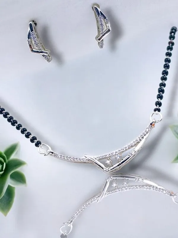 City_Girl_Ad_Rhodium_Plated_Radiant_Noor_Mangalsutra_Set_With_Earrings_Chain_For_Women_Girls_Silver