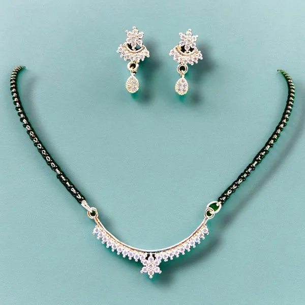 City_Girl_Ad_Rhodium_Plated_Graceful_Bloom_Mangalsutra_Set_With_Earrings_Chain_For_Women_Girls_Silver