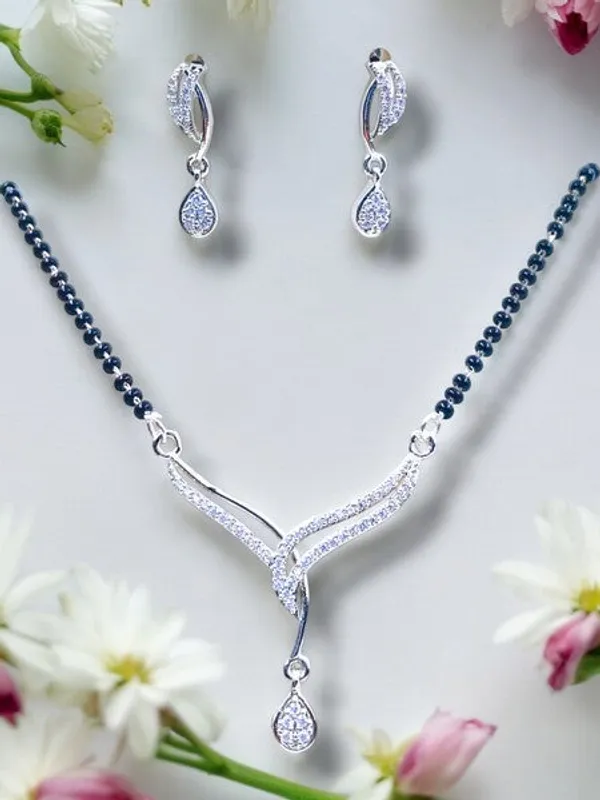 City_Girl_Ad_Rhodium_Plated_Divine_Spark_Mangalsutra_Set_With_Earrings_Chain_For_Women_Girls_Silver