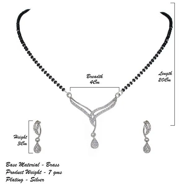 City_Girl_Ad_Rhodium_Plated_Divine_Spark_Mangalsutra_Set_With_Earrings_Chain_For_Women_Girls_Silver