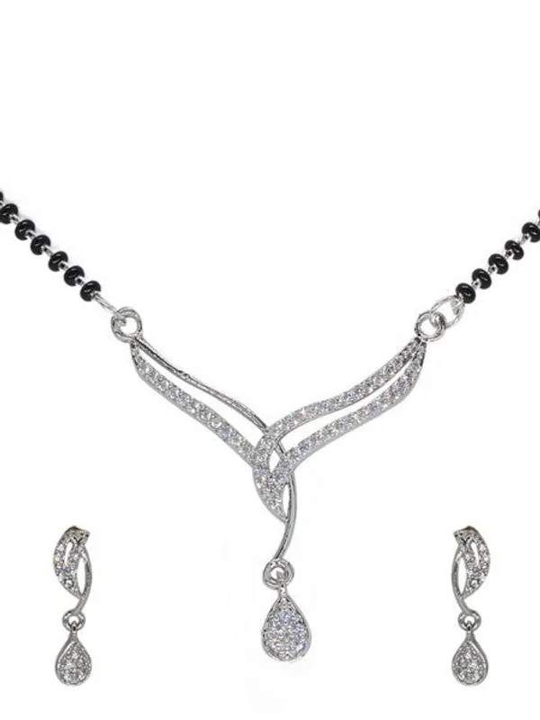 City_Girl_Ad_Rhodium_Plated_Divine_Spark_Mangalsutra_Set_With_Earrings_Chain_For_Women_Girls_Silver