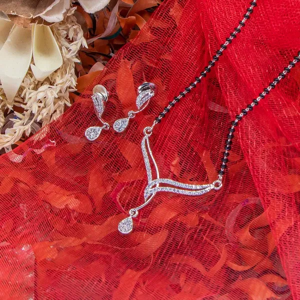 City_Girl_Ad_Rhodium_Plated_Divine_Spark_Mangalsutra_Set_With_Earrings_Chain_For_Women_Girls_Silver