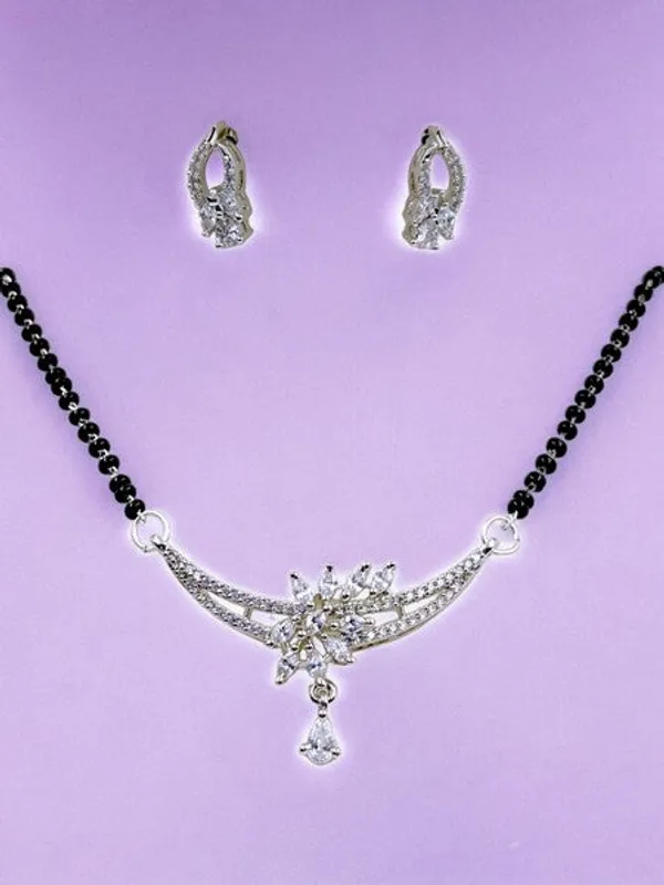 City_Girl_Ad_Rhodium_Plated_Regal_Charm_Mangalsutra_Set_With_Earrings_Chain_For_Women_Girls_Silver