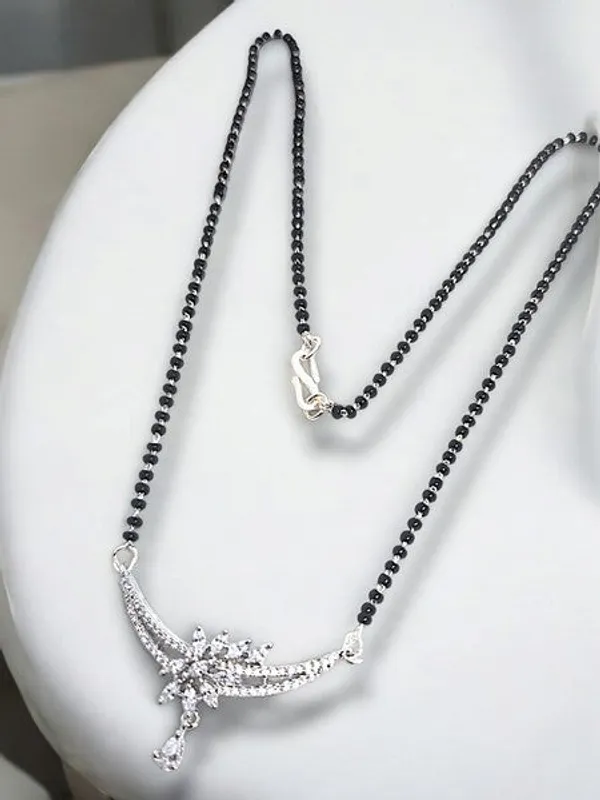 City_Girl_Ad_Rhodium_Plated_Regal_Charm_Mangalsutra_Set_With_Earrings_Chain_For_Women_Girls_Silver