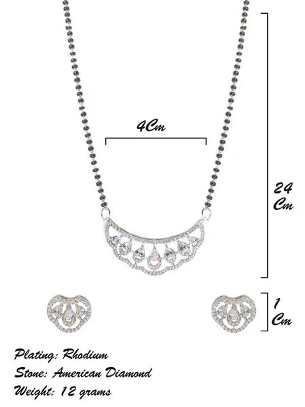 City_Girl_Ad_Rhodium_Mangalsutra_Set_With_Earrings_Chain_Modern_Diva_Style_For_Women_Girls_Silver