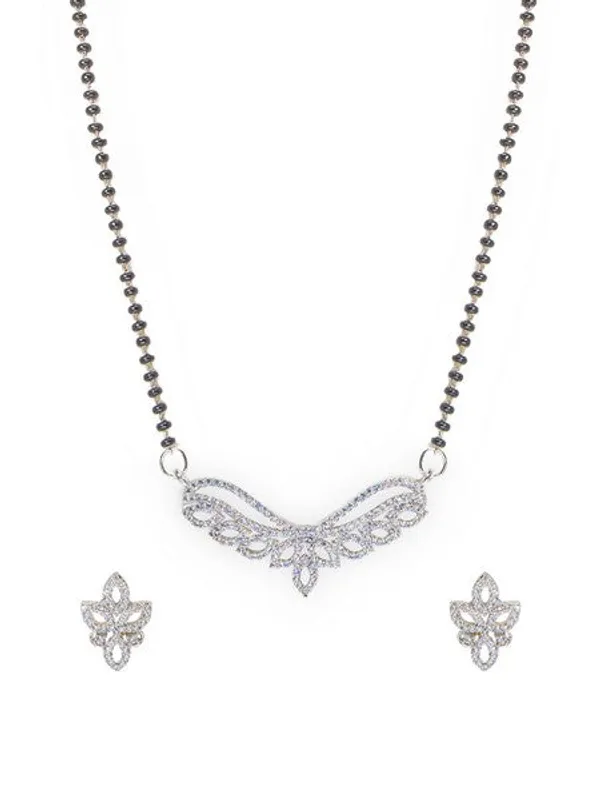 City_Girl_Ad_Rhodium_Mangalsutra_Set_With_Earrings_Chain_Timeless_Royal_Glow_For_Women_Girls_Silver