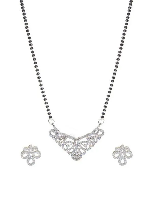 City_Girl_Ad_Rhodium_Mangalsutra_Set_With_Earrings_Chain_Classic_Grace_Collection_Silver