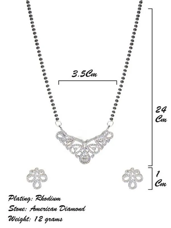 City_Girl_Ad_Rhodium_Mangalsutra_Set_With_Earrings_Chain_Classic_Grace_Collection_Silver