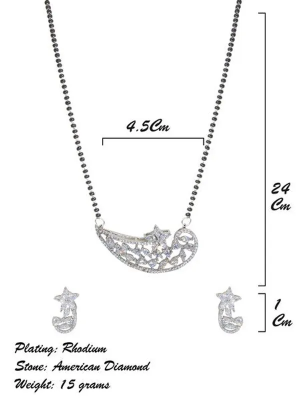 City_Girl_Ad_Rhodium_Mangalsutra_Set_With_Earrings_Chain_Elegant_Sparkle_Edition_Silver