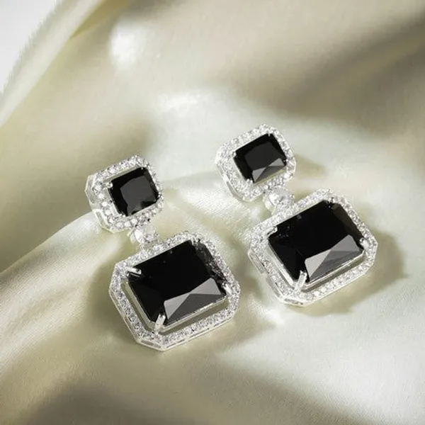 American_Diamond_Rhodium_Plated_Premium_Cz_Classic_Stud_Earrings_Signature_Edition_Black