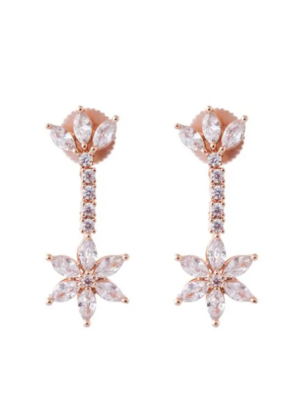 American_Diamond_Rhodium_Plated_Star_Earrings_With_Hydro_Cz_Stone_Celestial_Design_Rose_Gold