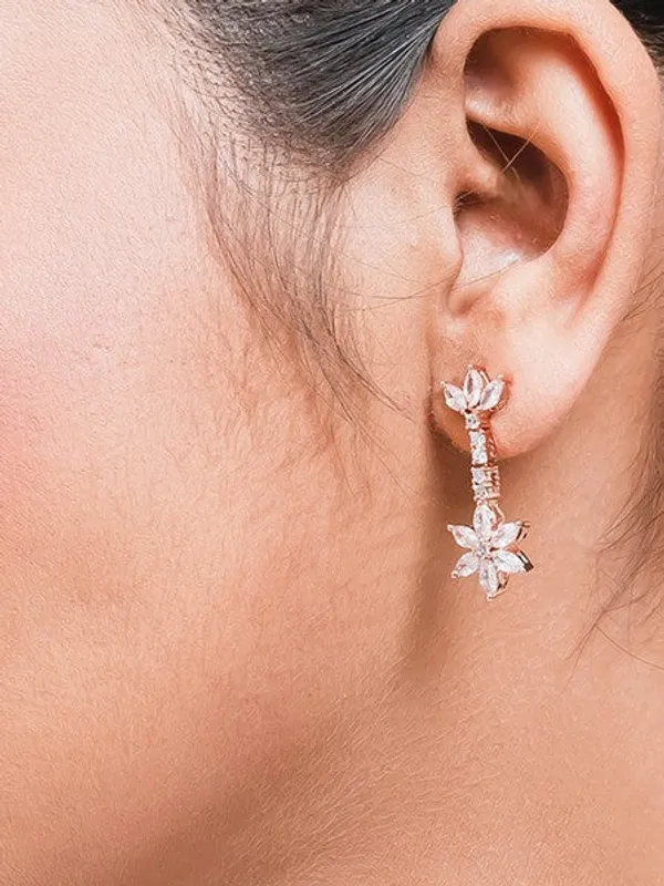 American_Diamond_Rhodium_Plated_Star_Earrings_With_Hydro_Cz_Stone_Celestial_Design_Rose_Gold