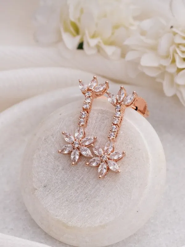 American_Diamond_Rhodium_Plated_Star_Earrings_With_Hydro_Cz_Stone_Celestial_Design_Rose_Gold