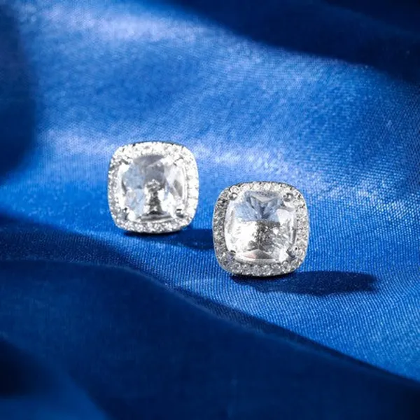 American_Diamond_Rhodium_Plated_Earrings_Studs_With_Hydro_Cz_Stone_Round_Cut_Silver