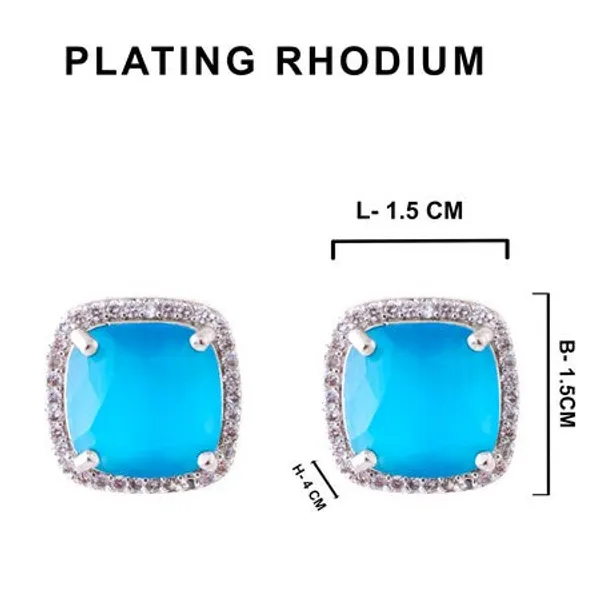 American_Diamond_Rhodium_Plated_Earrings_Studs_With_Hydro_Cz_Stone_Square_Cut_Sky_Blue