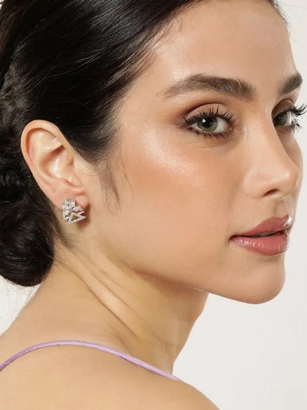 American_Diamond_Rhodium_Plated_Earrings_Studs_With_Hydro_Cz_Stone_Silver