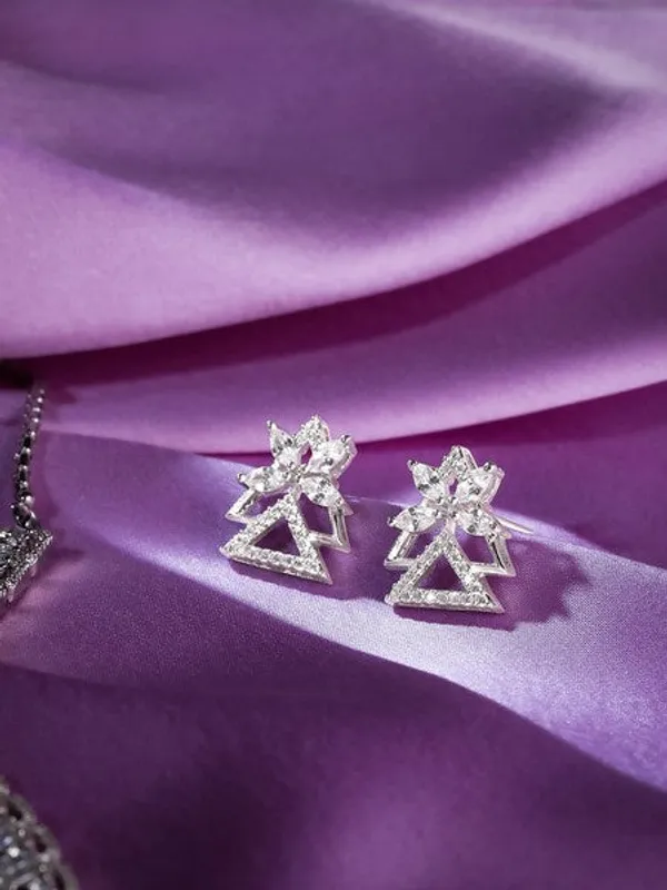 American_Diamond_Rhodium_Plated_Earrings_Studs_With_Hydro_Cz_Stone_Silver