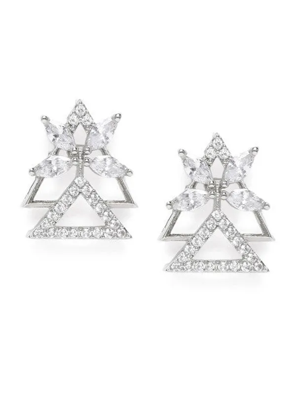American_Diamond_Rhodium_Plated_Earrings_Studs_With_Hydro_Cz_Stone_Silver