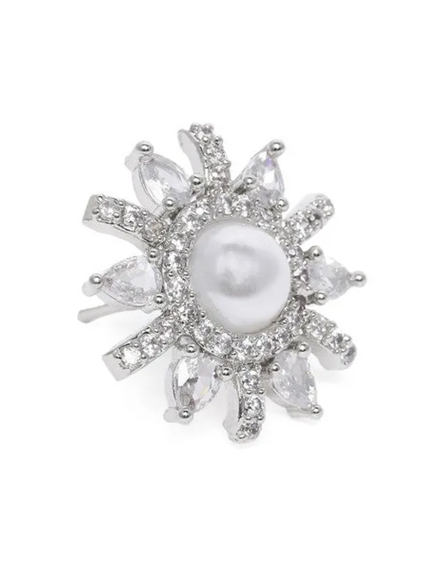 American_Diamond_Rhodium_Plated_Studs_With_Pearls_N_Cz_Stone_Silver
