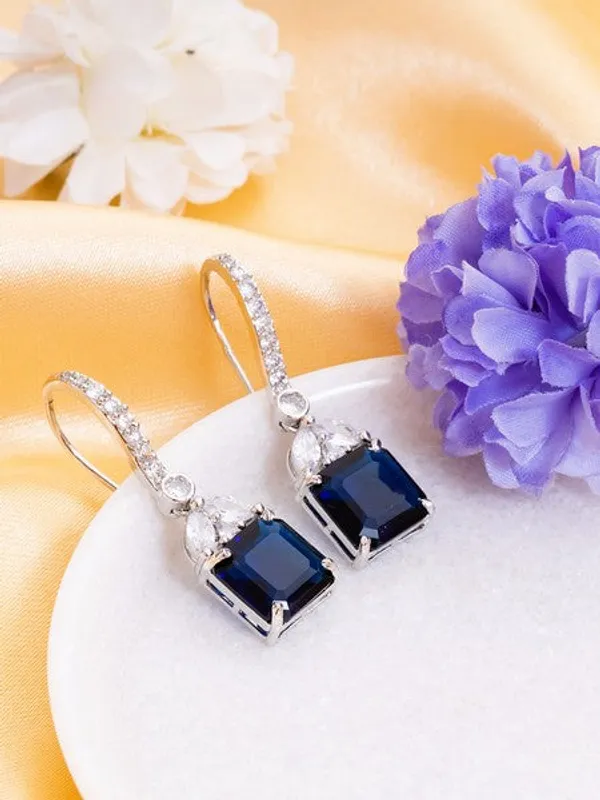 American_Diamond_Rhodium_Plated_Drop_Earrings_With_Hydro_Cz_Stone_Midnight_Blue_Default_Title