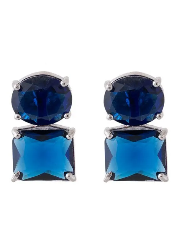 American_Diamond_Rhodium_Plated_Princess_Cut_Earrings_With_Hydro_Cz_Stone_Earrings_With_Hydro_Cz_Stone_Blue