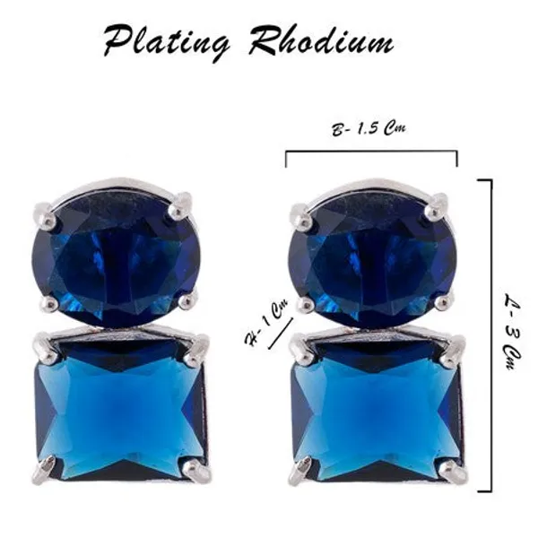American_Diamond_Rhodium_Plated_Princess_Cut_Earrings_With_Hydro_Cz_Stone_Earrings_With_Hydro_Cz_Stone_Blue