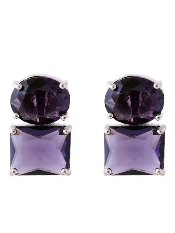 American_Diamond_Rhodium_Plated_Princess_Cut_Earrings_With_Hydro_Cz_Stone_Earrings_With_Hydro_Cz_Stone_Purple
