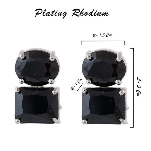 American_Diamond_Rhodium_Plated_Princess_Cut_Earrings_With_Hydro_Cz_Stone_Earrings_With_Hydro_Cz_Stone_Black