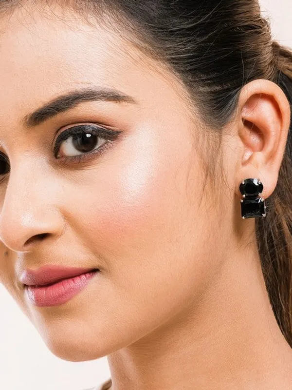 American_Diamond_Rhodium_Plated_Princess_Cut_Earrings_With_Hydro_Cz_Stone_Earrings_With_Hydro_Cz_Stone_Black