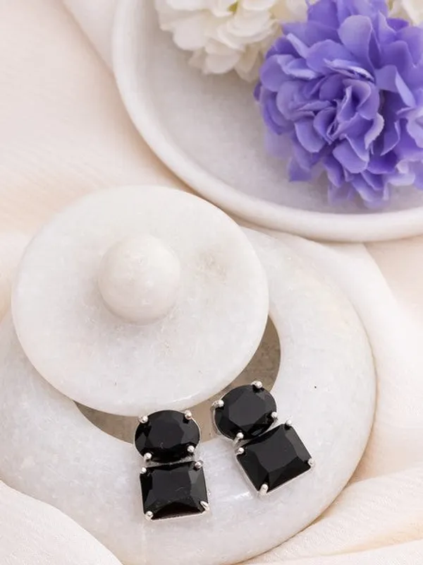 American_Diamond_Rhodium_Plated_Princess_Cut_Earrings_With_Hydro_Cz_Stone_Earrings_With_Hydro_Cz_Stone_Black
