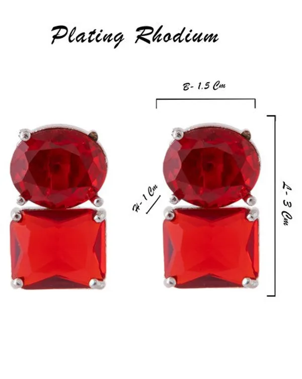 American_Diamond_Rhodium_Plated_Princess_Cut_Earrings_With_Hydro_Cz_Stone_Earrings_With_Hydro_Cz_Stone_Red