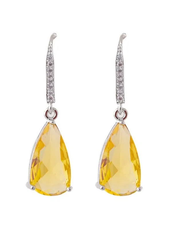 American_Diamond_Rhodium_Plated_Pear_Shaped_Earrings_With_Hydro_Cz_Stone_Yellow