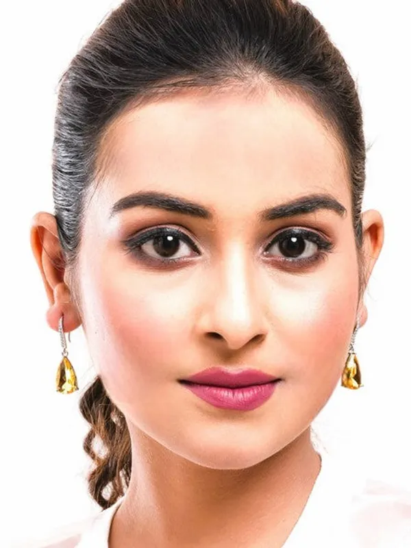 American_Diamond_Rhodium_Plated_Pear_Shaped_Earrings_With_Hydro_Cz_Stone_Yellow
