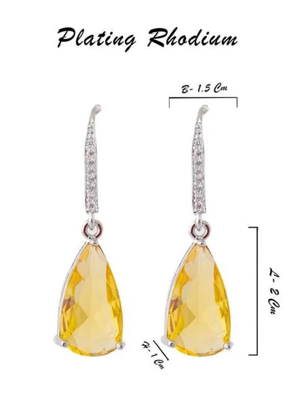 American_Diamond_Rhodium_Plated_Pear_Shaped_Earrings_With_Hydro_Cz_Stone_Yellow