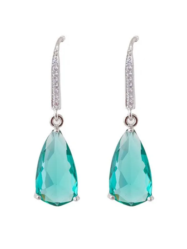 American_Diamond_Rhodium_Plated_Pear_Shaped_Earrings_With_Hydro_Cz_Stone_Sea_Green