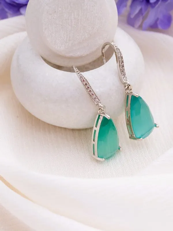 American_Diamond_Rhodium_Plated_Pear_Shaped_Earrings_With_Hydro_Cz_Stone_Sea_Green